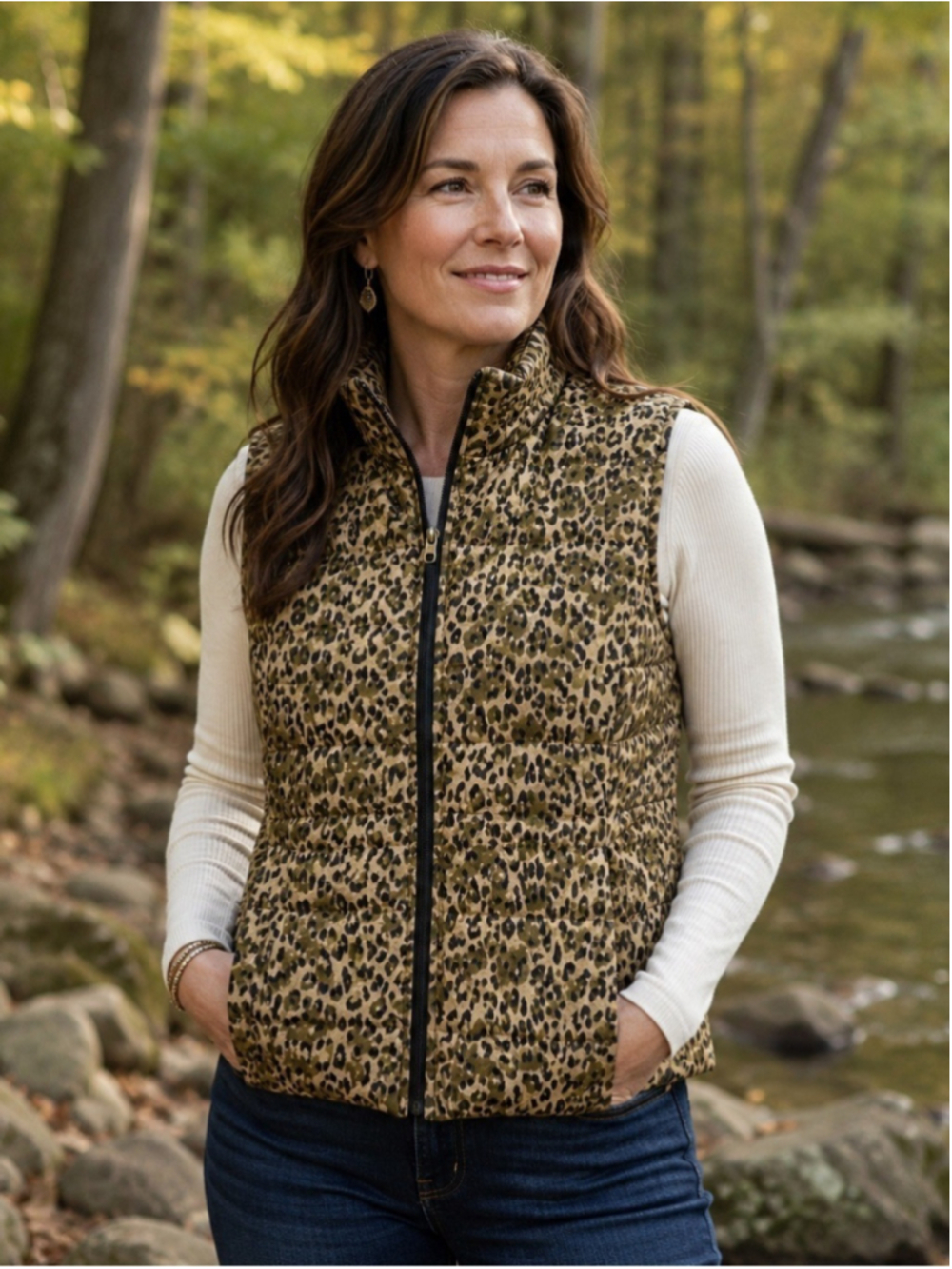 Ralph Lauren leopard quilted vest Womens puffer XL zip front NWOT pockets